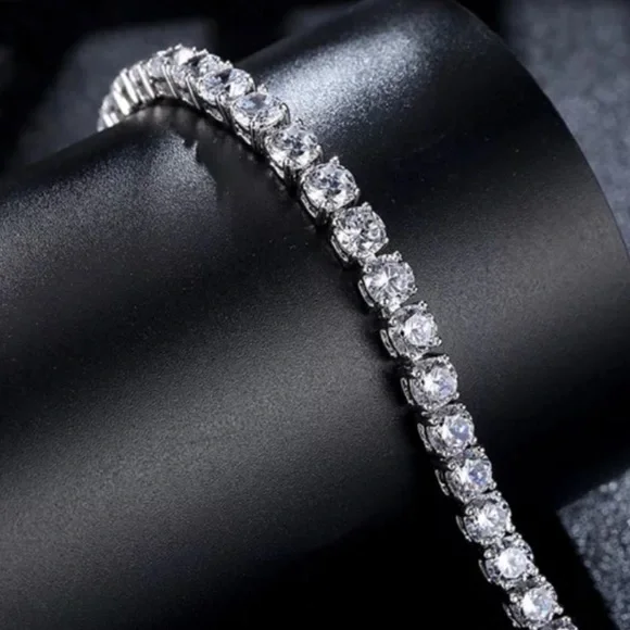 NEW TENNIS BRACELET DIAMOND 925 STERLING SILVER, NICE BRACELET, CUTE BRACELET - Picture 5 of 6